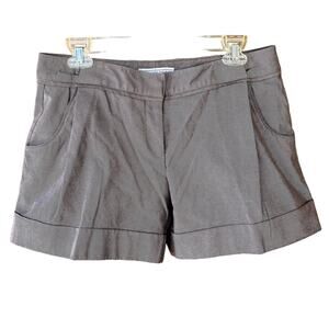 To The Max Pleated Shorts Brown Fine Pinstripe Cotton Blend Pockets 8 Stretch